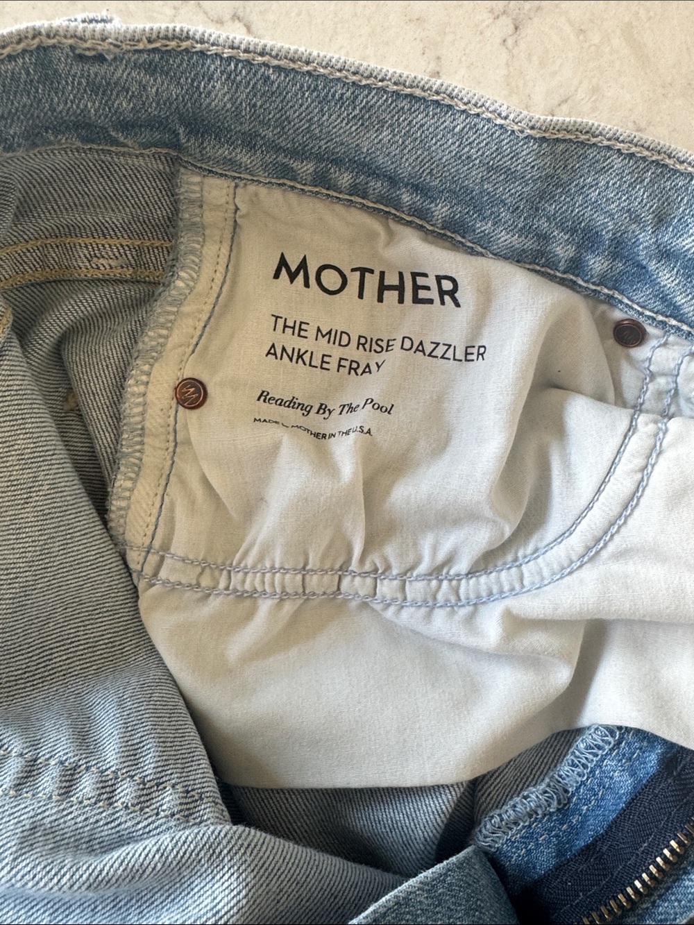 MOTHER denim The Mid Rise Dazzler Ankle Fray Reading By The Pool size 30 - Picture 10 of 14